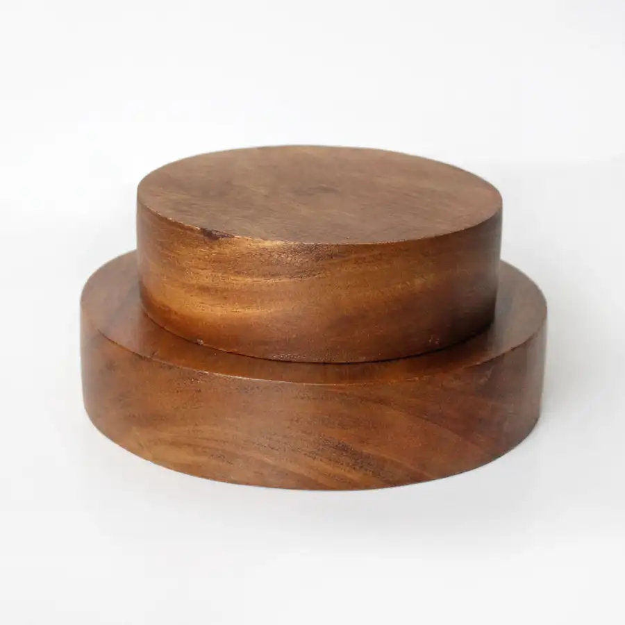 Acacia High Round Wood Plaiting Board | Cheese Cake — 4