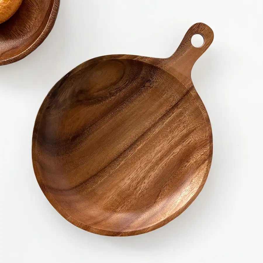 No. 2 Acacia Handle Plate | Camping Home Party Plating Dish — 1