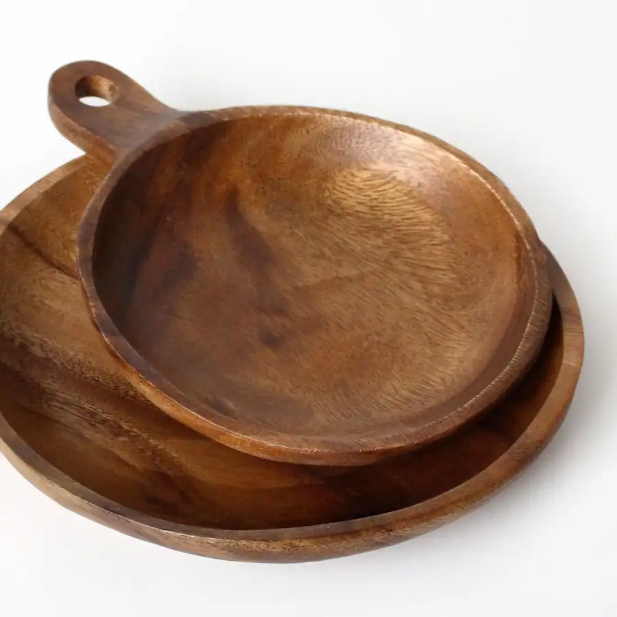 No. 2 Acacia Handle Plate | Camping Home Party Plating Dish — 2