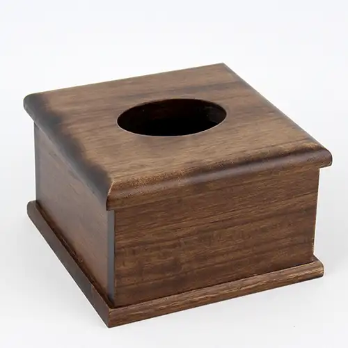 Antique Square Wood Napkin Dispenser | Commercial Tissue Box Holder — 2