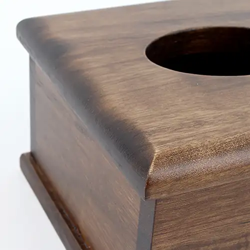 Antique Square Wood Napkin Dispenser | Commercial Tissue Box Holder — 3