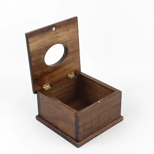Antique Square Wood Napkin Dispenser | Commercial Tissue Box Holder — 4