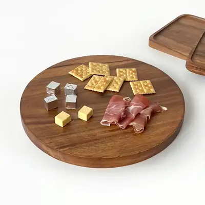 Acacia Round Wood Serving Board 33cm Bread Cheese Plating