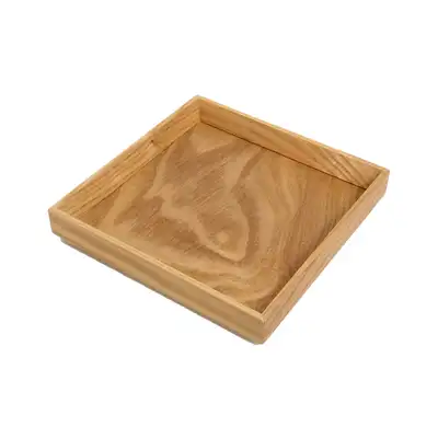 14cm Square Natural Tray | Wood Wooden Serving Plate
