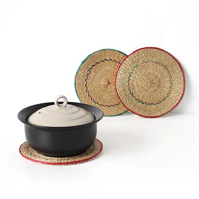 Woven Straw Pot Trivet | Hot Pot, Stone Bowl, Stew Pot Coaster Cup Mat