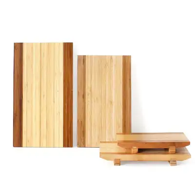 Two-Tone Bamboo Sashimi Board (Sushi Sashimi Meat Cutting Board Bamboo Chopping Board Square Wood Dish Aesthetic Camping Japanese Plating)