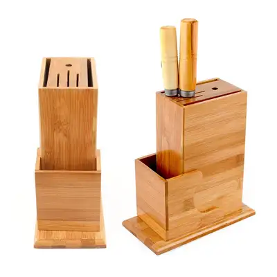 Bamboo Knife Block (Wooden Knife Holder, Wood Knife Block, Natural Wood Knife Case, Knife Organizer, Kitchen Storage, Knife Stand)