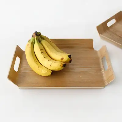 3-Size Wood Handle Bread Tray - Wooden Serving Tray (Café Tray, Square, Beautiful Tray, Bread Tray, Dessert Tray)