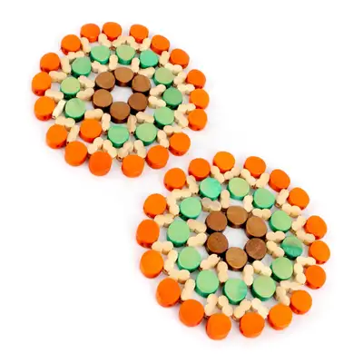 2-Piece Bamboo Wood Bead Pot Trivet Multi | Hot Pot Stand Stew Pot Stone Bowl Coaster