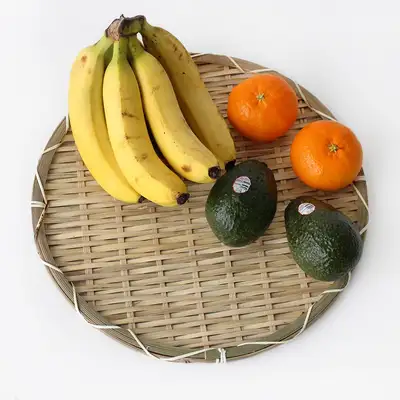 35cm Round Bamboo Winnowing Tray | Traditional Bamboo Serving Platter for Pancakes, Vegetables, and Fried Foods
