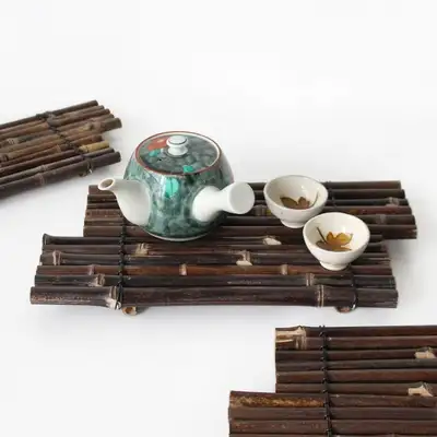 3-Size Whole Bamboo Serving Tray (Fence-Style Japanese Cuisine Plating Tray)