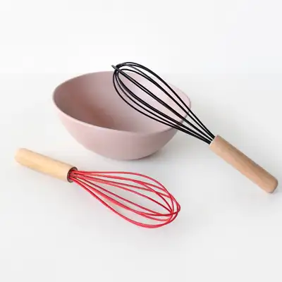 Wood Handle Silicone Whisk | Whipped Cream Egg White Meringue Whipping Tool