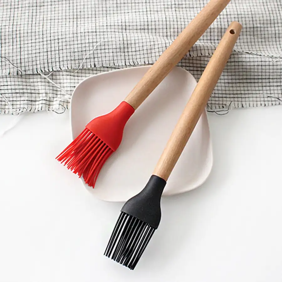 Wood Handle Silicone Brush | Marinade Brush Oil Brush — 1
