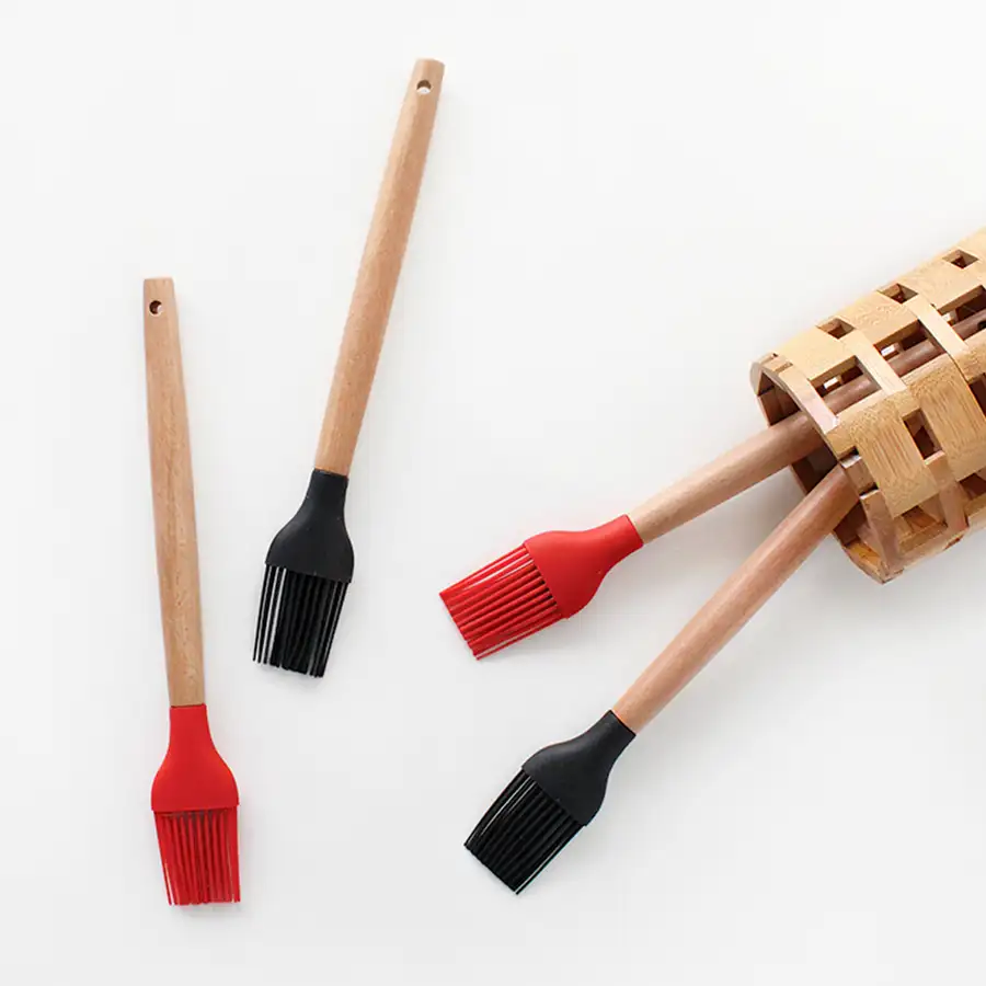 Wood Handle Silicone Brush | Marinade Brush Oil Brush — 3
