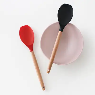 Wood Handle Silicone Multi-Purpose Stir-Fry Spatula | Wooden Spoon Spatula
