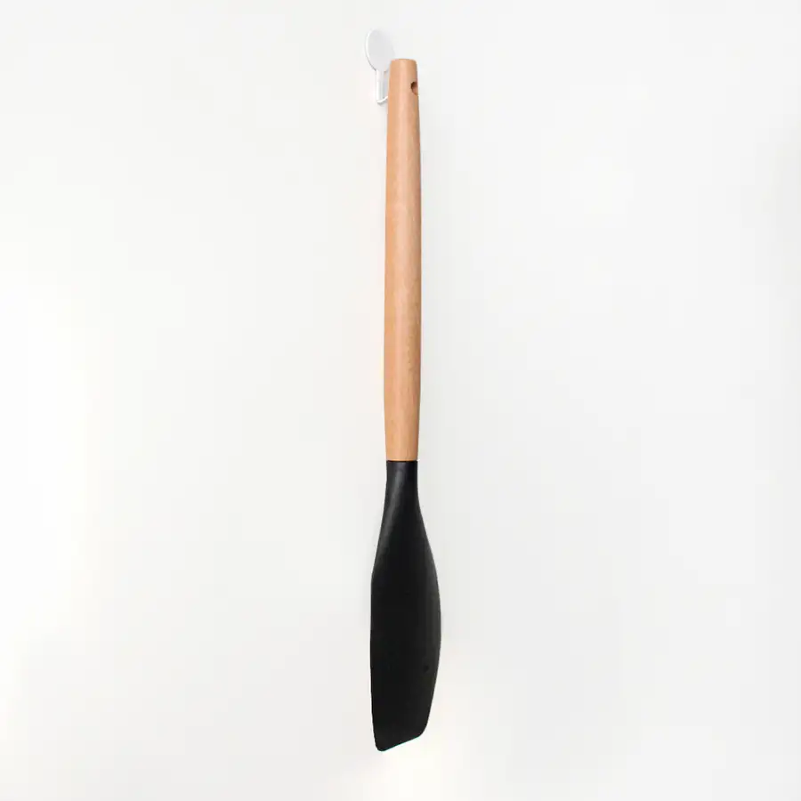 Black Wood Handle Silicone Scraper | Wooden Spoon Spatula — 4
