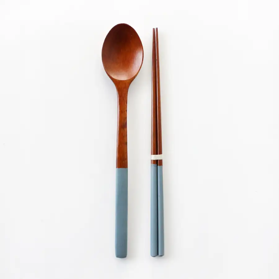 Blue Rose Wood Wooden Spoon and Chopsticks Set (Wood Spoon Chopsticks Korean Japanese Tableware Gift Cutlery) — 2