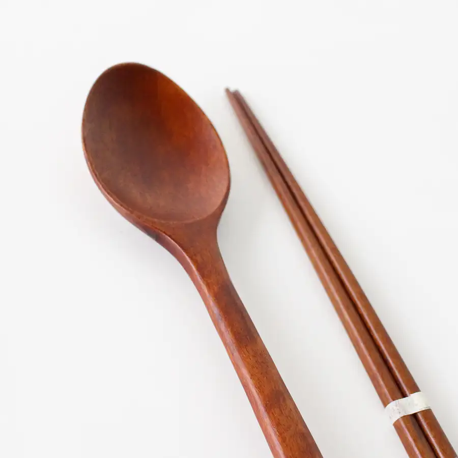 Blue Rose Wood Wooden Spoon and Chopsticks Set (Wood Spoon Chopsticks Korean Japanese Tableware Gift Cutlery) — 3