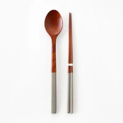 Grey Rose Wood Wooden Spoon and Chopstick Set