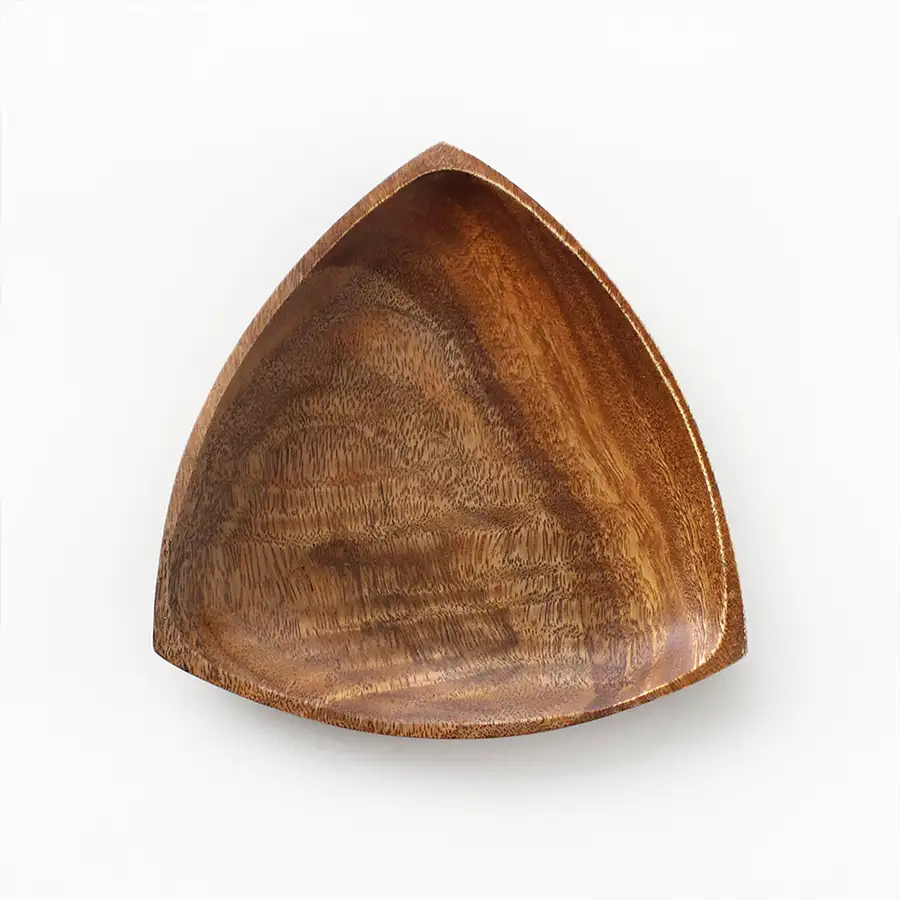 20cm Acacia Wood Triangular Wooden Plate (Aesthetic Camping Wood Bowl Home Café Plate Fruit Dish Tray) — 2