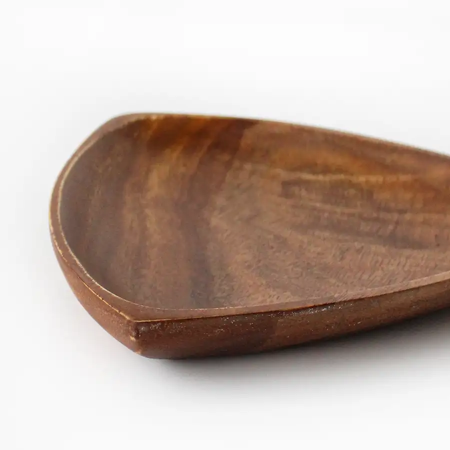 20cm Acacia Wood Triangular Wooden Plate (Aesthetic Camping Wood Bowl Home Café Plate Fruit Dish Tray) — 3