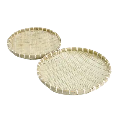 Bamboo Round Strainer 32cm 2-Piece Set | Vegetable Basket Colander Sieve