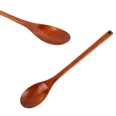 Natural Rosewood Lacquered Oval Long Cooking Spatula 42cm (Multi-Purpose Wooden Stir-Fry Spoon for Professional Use)