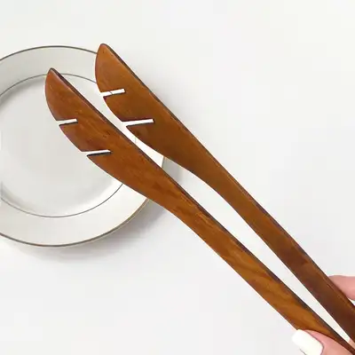 Rose Wood Salad Tongs | Wooden Cooking Kitchen Camping Pasta Buffet