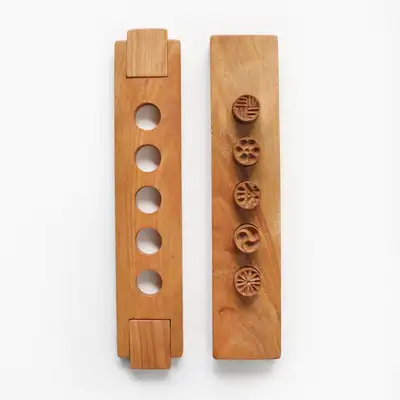 S Korean Birch Wood Separable Dasik Mold 10-Cavity | Traditional Korean Confectionery Mold