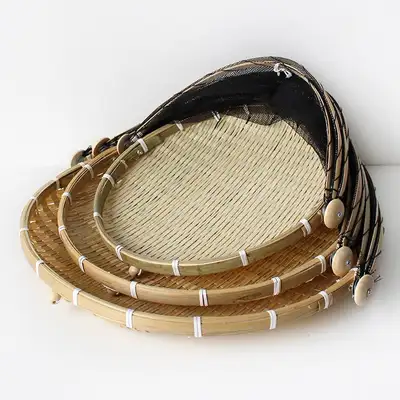 Bamboo 3-Piece Round Drying Rack Set with Lid Covers | Fish, Vegetable & Herb Drying Screen