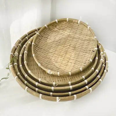 Small 5-Piece Bamboo Sieve Set B | Traditional Sieve Basket Vegetable Drying Tray