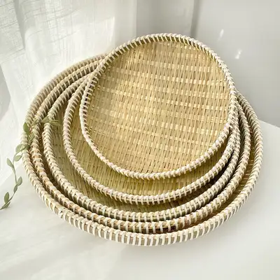 Coiling 5P Round Bamboo Sieve Set | Colander Basket