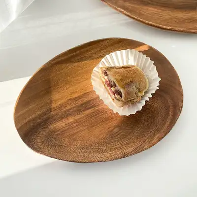 M Almond Dish | Acacia Wood Plating Pebble Dish