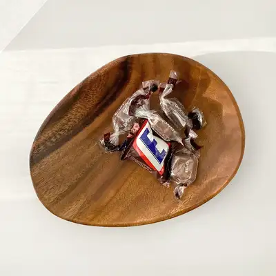 S Almond Plate | Acacia Wood Pebble Dish Aesthetic Home Café