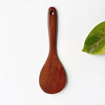 Camphor Wood Lacquered Rice Paddle 23cm | Natural Wood Kitchen Utensil for Commercial Use