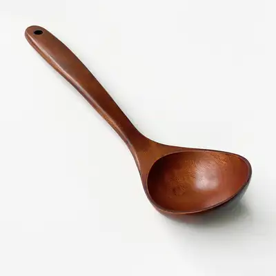 Camphor Wood Lacquered Ladle 30cm | Commercial-Grade Wooden Soup Spoon