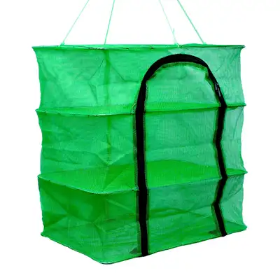 Size 2 47x34cm Green 3-Tier Drying Rack | Fish Drying Net Camping Dish Drying Net