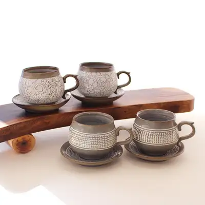 粉青磁 2人用コーヒーカップセットB