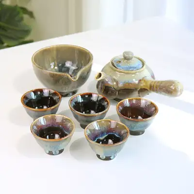 天目三重釉薬 5人茶器セット