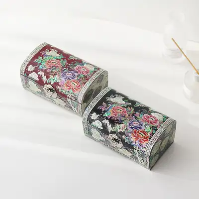 BEST 高級 螺鈿漆器 アワビ貝細工ジュエリーボックス 婚礼箱 指輪保管箱 外国人ギフト 記念品 チャン・テボク 文化財職人作品