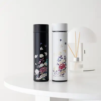 螺鈿漆器牡丹庭園 ステンレス貝殻タンブラー 500ml
