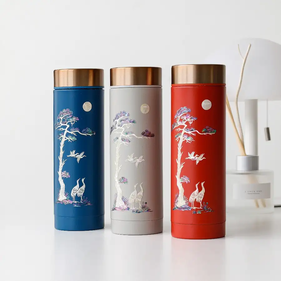 螺鈿漆器 長寿鶴 ステンレス 貝殻タンブラー 300ml — 1
