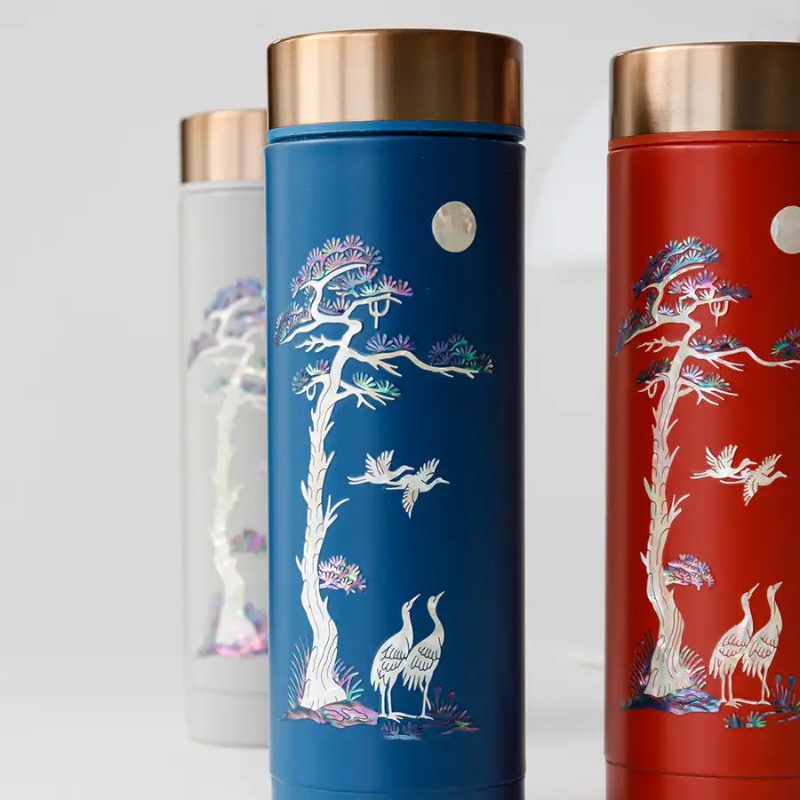 螺鈿漆器 長寿鶴 ステンレス 貝殻タンブラー 300ml — 2