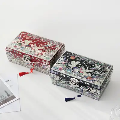 高級螺鈿 大型2段 花鶴 ジュエリーボックス 30センチ (장태복文化財技能人作品)