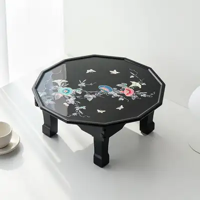 螺鈿漆器 12角 ラッパ花 彩花 折りたたみ式螺鈿卓 45センチ