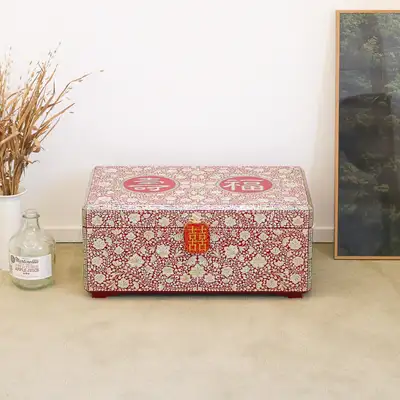 螺鈿漆器花唐草寿福彩箱（特大）朱漆60センチ