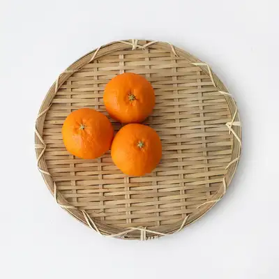30cm Bamboo Round Tray | Traditional Woven Tray for Holidays, Soba Strainer, Korean Pancakes, Fried Foods, and Vegetable Platters