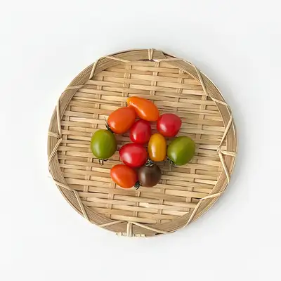 24m Bamboo Round Sieve Tray | Traditional Korean Sieve Tray Holiday Buckwheat Noodle Pancake Appetizer Lettuce Wrap Fried Food Plate