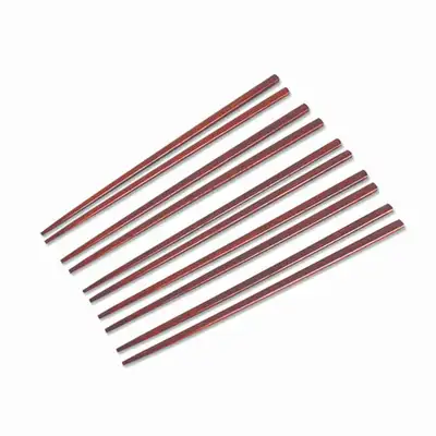 5-Piece Brown Natural Lacquer Wooden Chopsticks Plain Design l Solid Wood