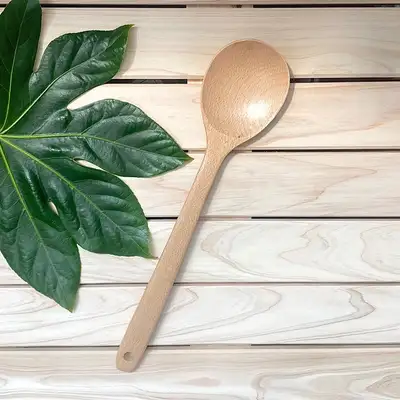 Beechwood Stir-Fry Spatula Round 33cm | Natural Wood Cooking Spoon